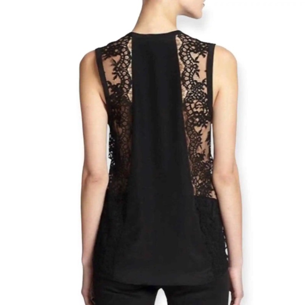 Black Silk and Lace Mason Tank Top Sz 4